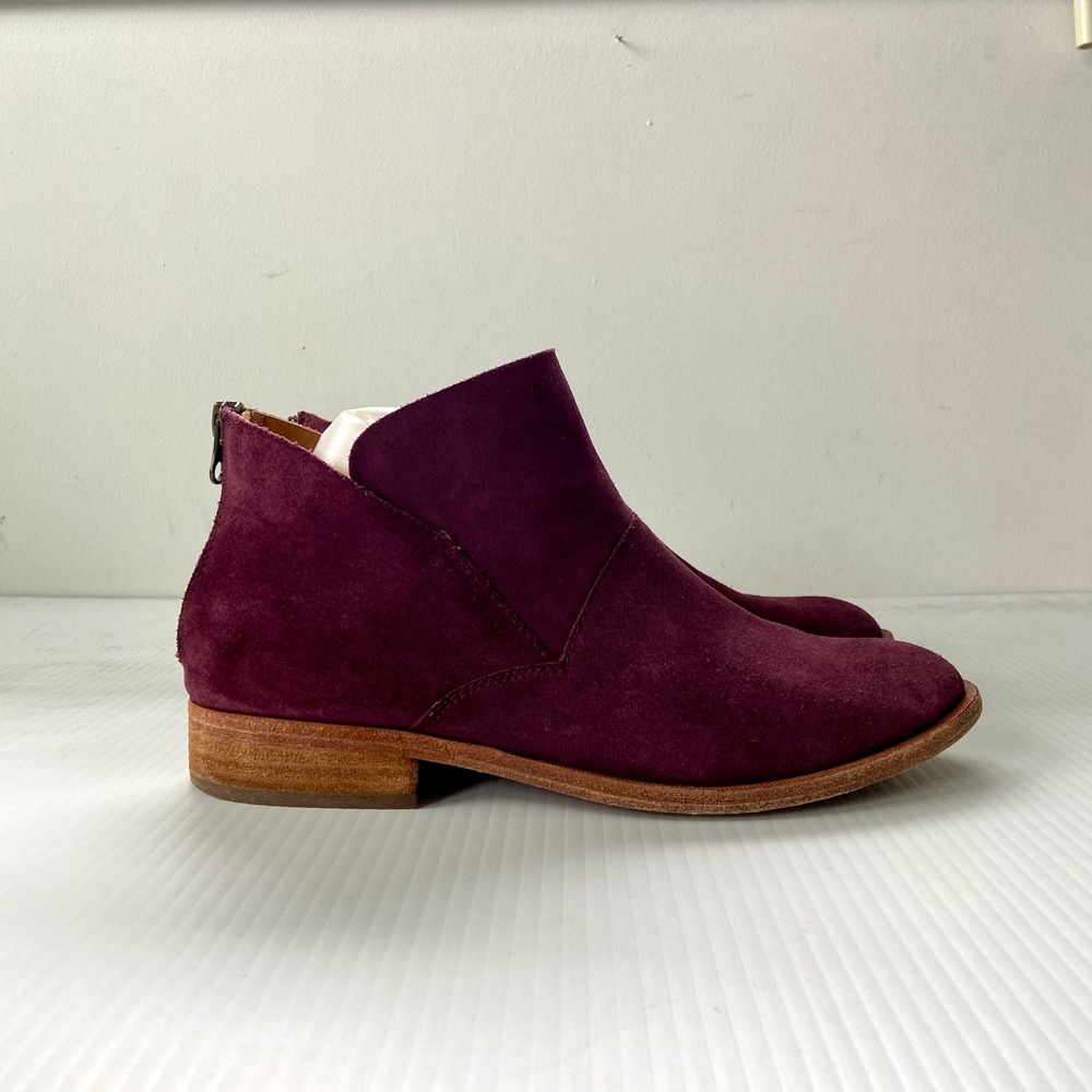Kork Ease Ryder Short Ankle Boots‎ Burgundy Plum Suede Leather Womens 8.5